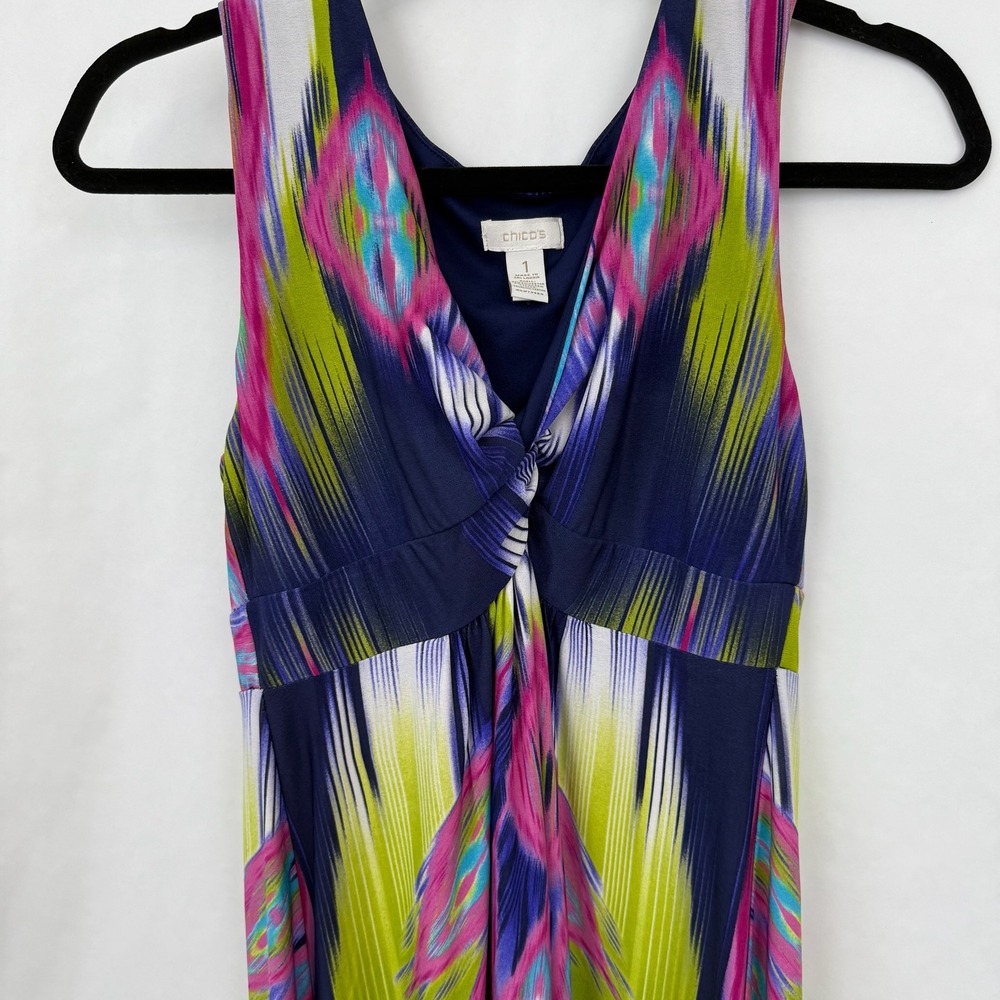 Chico's Maxi Dress Sleeveless Colorful Print Casual floral party